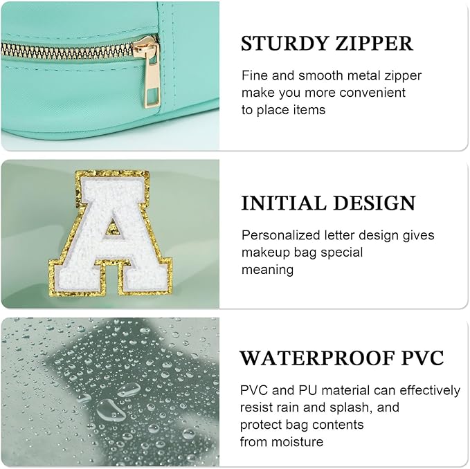 YOOLIFE Initial Travel Toiletry Bag, Clear Makeup Bag Preppy Cosmetic Bags Organizer Travel Essentials Gifts for Women Teen Girlfriend Teacher Mom Birthday Clear Makeup Bags With Zipper Blue I-VivaGrace Women