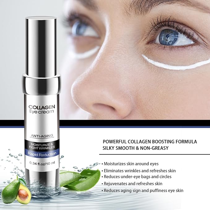 Eye Cream, Collagen Under Eye Treatment Gel, Moisturizing Anti Aging Wrinkle, Reduce Dark Circles, Puffiness Bags, Fine Lines, Skin Firming, Lifting Brightening Under and Around Eyes Women Men-VivaGrace Women