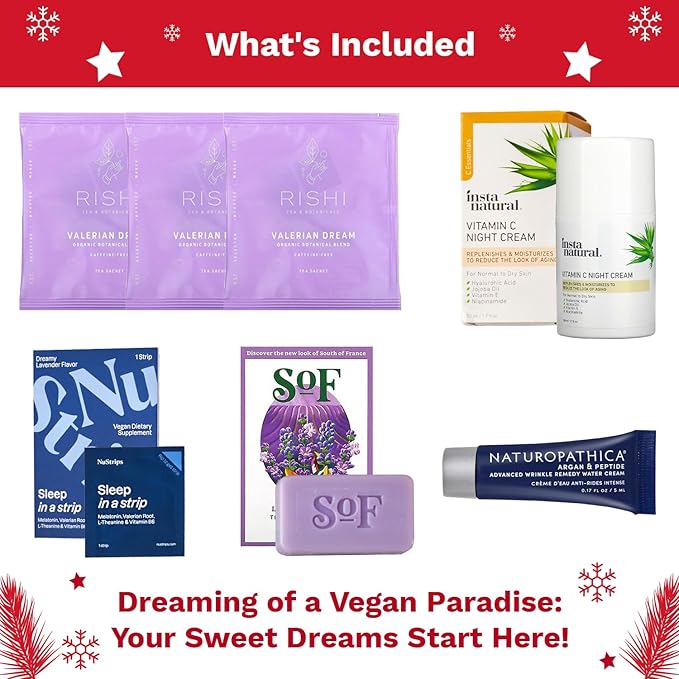 Sweet Dreams Bag - Dreambox Night Time Beauty Set Collection Kit w Night Cream, Tea and Lavander Soap - Skin Care Collection for Vegan Lovers - Great Christmas Gift for Her, Women-VivaGrace Women