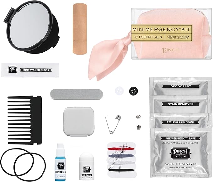 Pinch Provisions Velvet Minimergency Kit, for Her, Includes 17 Must-Have Emergency Essential Items, Compact, Multi-Functional Pouch, Gift for Parties and Birthdays-VivaGrace Women