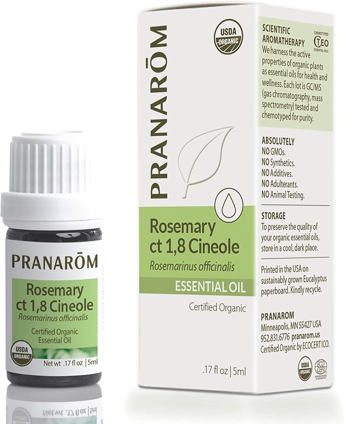 Pranarom USDA Certified Organic Rosemary Cineole Essential Oil (5ml), 100% Pure Undiluted Therapeutic Grade from Tunisia for Aromatherapy, Diffuser, Meditation, Massage, Relaxation-VivaGrace Women