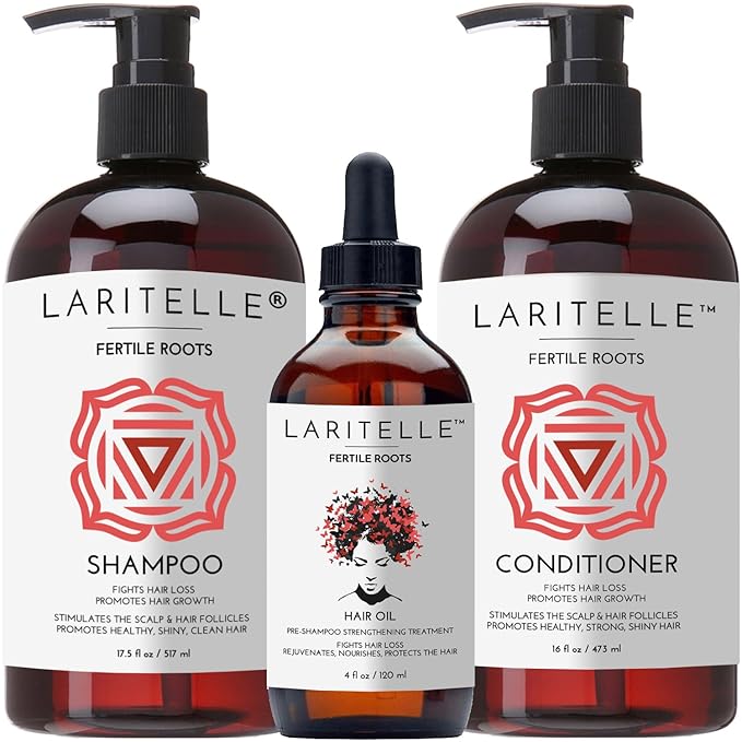 Organic Hair Growth Set | Fertile Roots Shampoo + Conditioner + Leave-In Treatment | Follicle Stimulating Rosemary, Ginger & Clove | Anti-Hair Loss, Strengthening, Nourishing | USA made-VivaGrace Women
