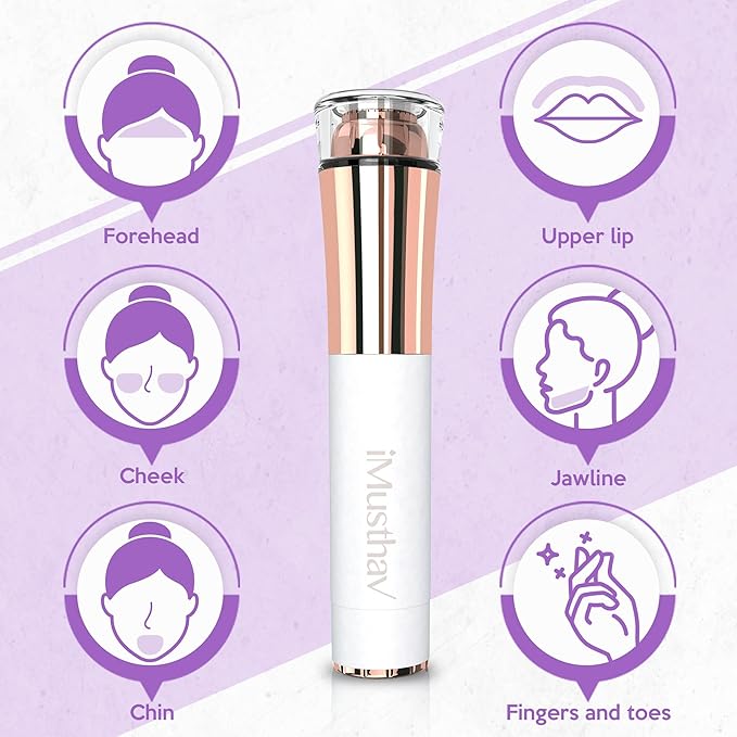 Portable Facial Hair Remover for Women – Painless, Fast & Precise Flawless Electric Razor & Epilator for Face, Lips, Chin Hair Removal – 18K Gold-Plated, 360° LED Light-VivaGrace Women