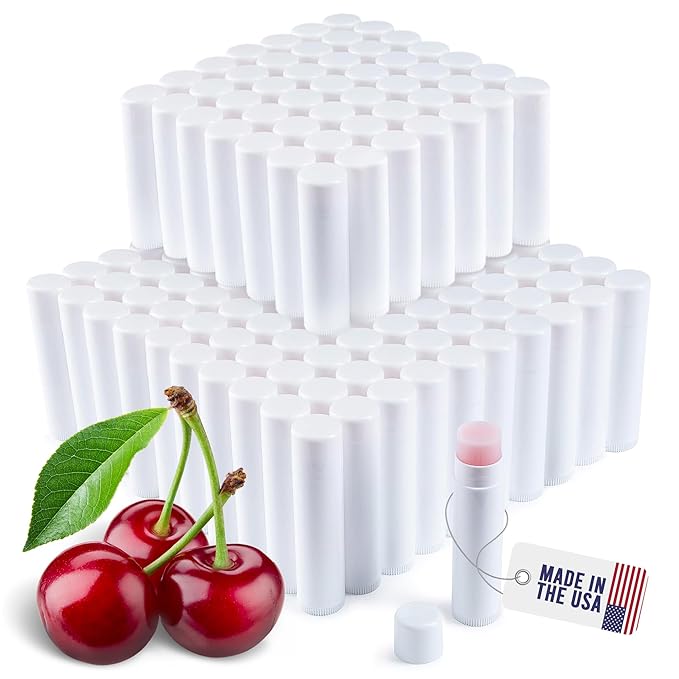 Lip Balm Bulk Unlabeled - Made in USA 150 Pack Cherry Bulk Chapstick - Natural Ingredients Vitamin E Shea Butter - Custom Chapstick Bulk For Party & Wedding Favors-VivaGrace Women