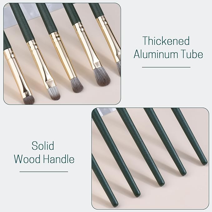 Eyeshadow Makeup Brushes Set with Case 5 PCS Soft Synthetic Hairs Eye Makeup Brushes for Blending Eyebrow Eyeliner Eyeshadow （Green）-VivaGrace Women
