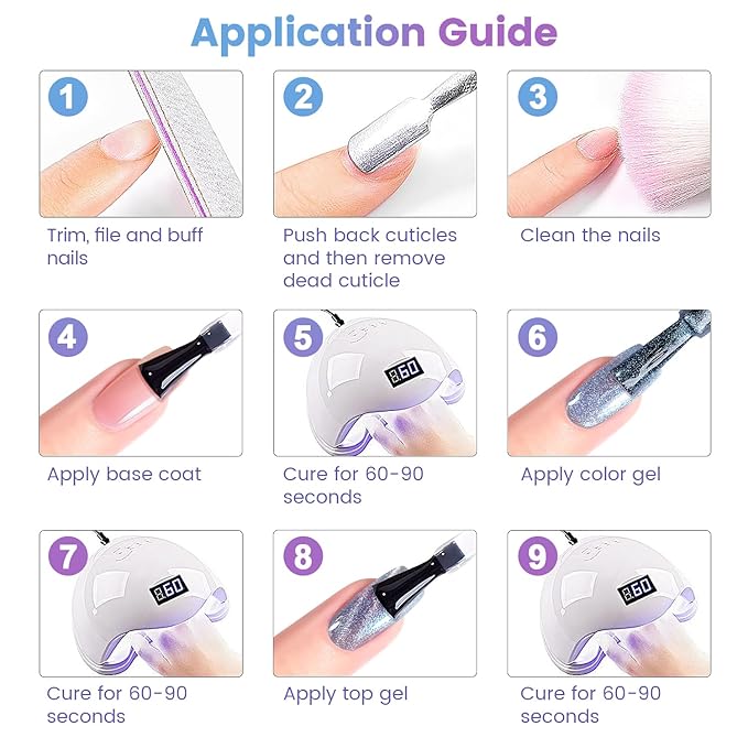 RARJSM Aurora Mermaid Cat Eye Gel Nail Polish Set 6 Colors Velvet Silver Glitter Pink Green Blue Purple Galaxy Star Shimmer Gel Polish with Magnetic Stick UV LED Curing Requires Soak Off Home Salon-VivaGrace Women