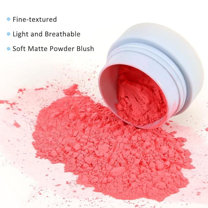 Boobeen Powder Blush for Cheeks, Air Cushion Matte Blush, Natural Highly Pigmented Blush Makeup Easy to Blend, Loose Blush Compact Long-lasting-VivaGrace Women