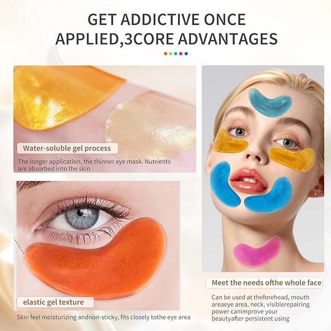 Premium Under Eye Patches, Gel Eye Patches Hydrating & Refresh for Puffy Eyes, Under Eye Bags & Dark Circles, Natural Collagen Eye Gels Pads, Crystal Anti-Aging Eye Mask (Light blue)-VivaGrace Women