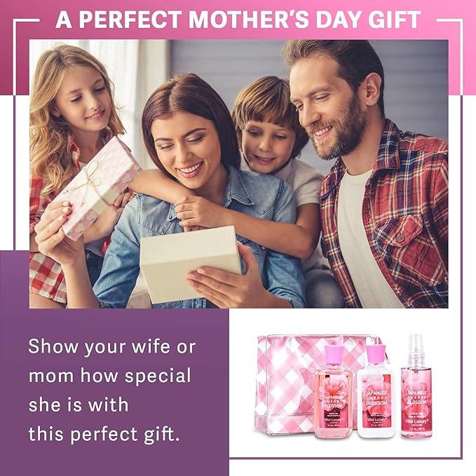 Bath & Body Care Travel Set - Home Spa Set with Body Lotion, Shower Gel and Fragrance Mist (Japanese Cherry Blossom)-VivaGrace Women