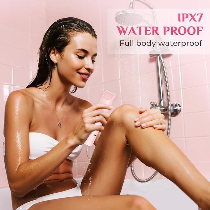 2025 New 2-in-1 Electric Bikini Trimmer for Women - Dual Head Electric Razor,Waterproof Painless Bikini Shaver, Pubic Hair Trimmer for Private Area & Body Hair, Pink-VivaGrace Women