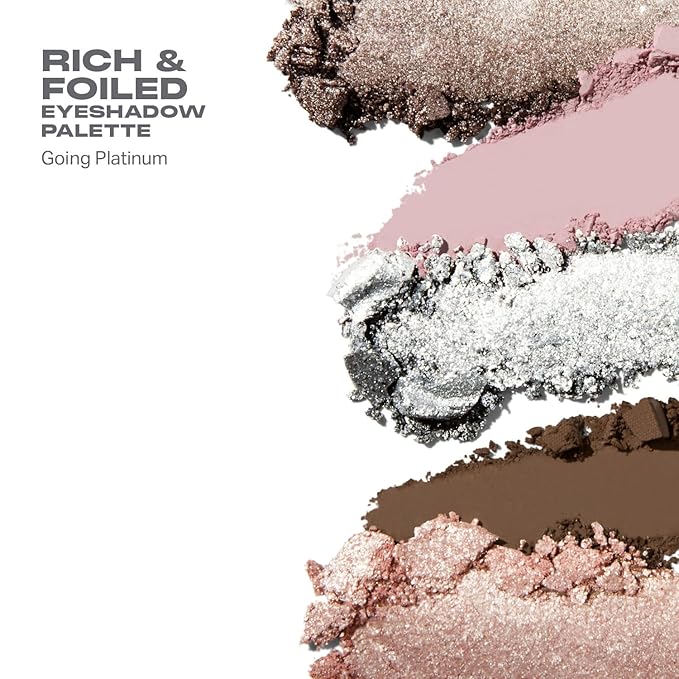 Morphe Rich & Foiled Artistry Palette - Foil-Effect Smokey Eyeshadow Palette with Matte, Shimmer & Foil Finishes - Rose, Brown & Silver Eyeshadow with Luminous Payoff - Going Platinum (0.35 oz)-VivaGrace Women