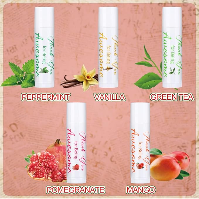 Sinmoe Lip Balm Gifts Thank You for Being Awesome Lip Moisturizer Assorted Flavors Bulk Gifts Beeswax Natural Ingredients Dry Chapped Lip Care Product for Coworkers Women Friend(70 Pack)-VivaGrace Women