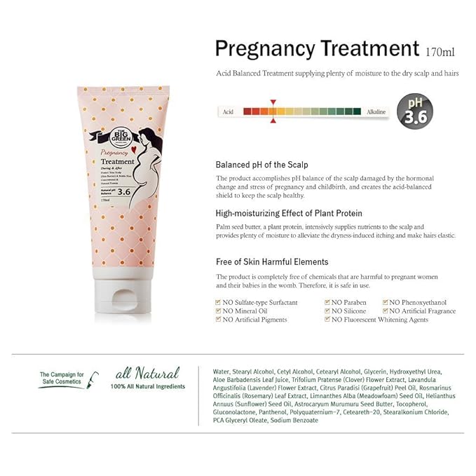 Big Green Pregnancy Treatment 170ml- Natural Ingredients-Chemical Free-Dry & Damaged-Moisturizing & Hydrating-VivaGrace Women