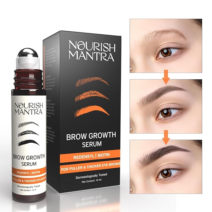 Nourish Mantra - Brow Growth Serum | Formulated with Redensyl, Biotin, Peptides & Amino Acids | for Brow Growth and Thickness | Eyebrow Growth Serum | 10 ml-VivaGrace Women