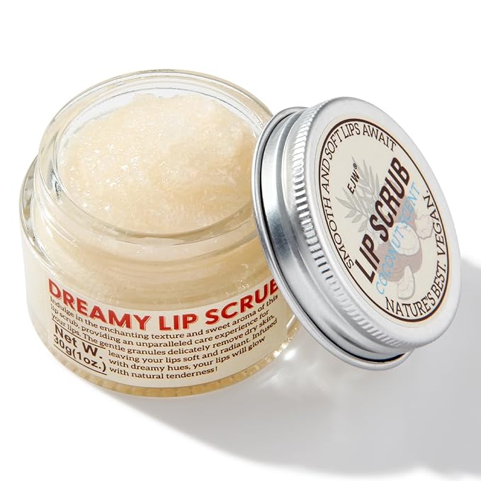 Nourishing Lip Scrub - Infused with Coconut Oil, Olive Fruit Oil, and Jojoba Seed Oil, 1.05oz - Exfoliate, Hydrate, and Glow for Chapped Dry, Dark Lips-VivaGrace Women