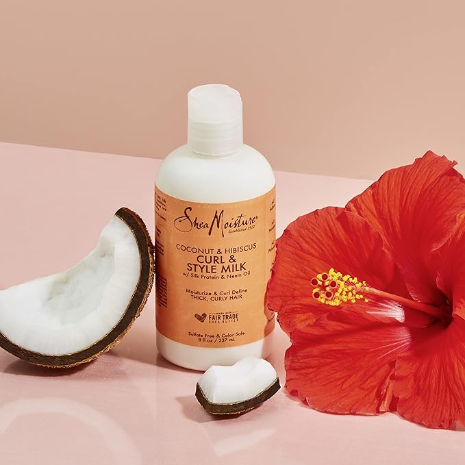 SheaMoisture Curl & Style Milk Coconut & Hibiscus with Silk Protein & Neem Oil for Thick, Defined, Curly Hair Fair Trade, Sulfate-Free 8 oz-VivaGrace Women