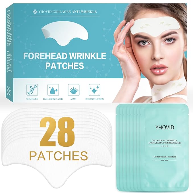 28 Pcs Forehead Wrinkle Patches - Anti Wrinkle Facial Patches with Collagen and Vitamin E for Face Overnight to Smoothing Fine Frown Lines & Wrinkles Treatment-VivaGrace Women
