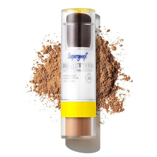 Supergoop! (Re) setting Mineral Powder, Deep - 0.15 oz - Makeup Setting Powder + Broad Spectrum SPF 35 PA+++ Sunscreen - With Ceramides, Olive Glycerides & Coated Silica Spheres-VivaGrace Women