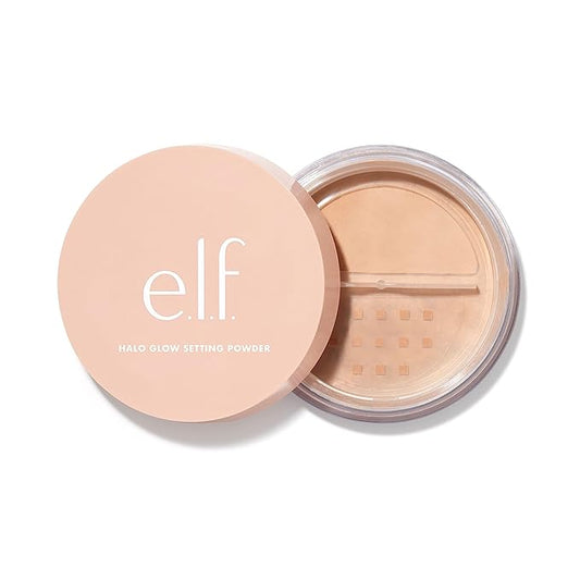 e.l.f., Halo Glow Setting Powder, Silky, Weightless, Blurring, Smooths, Minimizes Pores and Fine Lines, Creates Soft Focus Effect, Medium, Semi-Matte Finish, 0.24 Oz-VivaGrace Women
