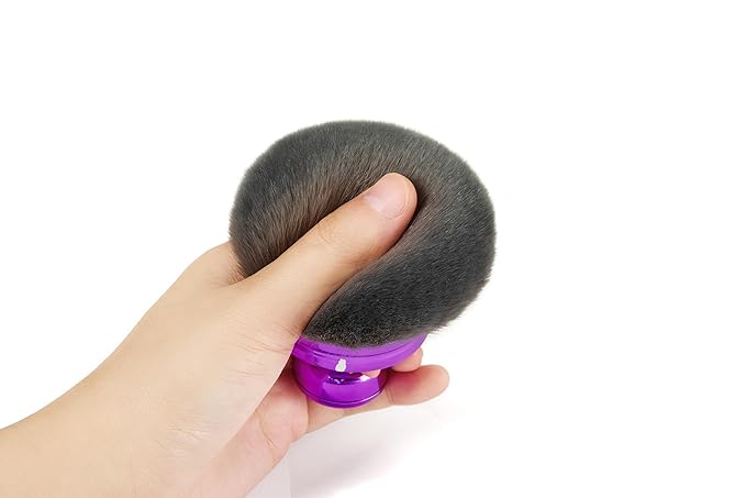 Extra Large Kabuki Brush Set for Body and Face Foundation & Makeup,Multi-functional,Mix bronze self-tanning applicator, wide round head, Great gift for women with Velvet bag(Purple 2pcs)-VivaGrace Women