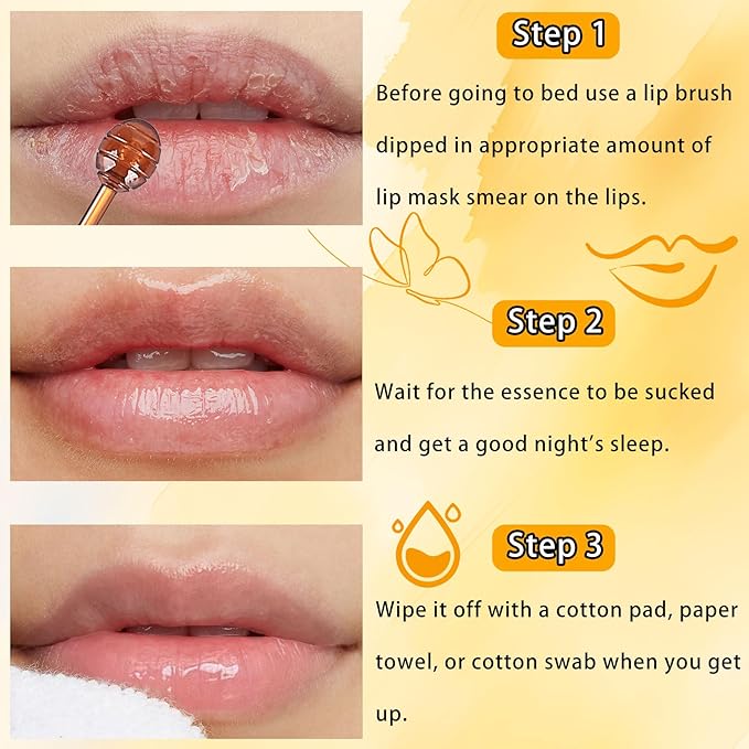3 Pcs Bee Lip Balm Honey Pot with Stick,Moisturizing Lip Mask Overnight,Day and Night Tinted Sleeping Lip Balm,Hydrating Lip Scrubs Exfoliator & Moisturizer-VivaGrace Women