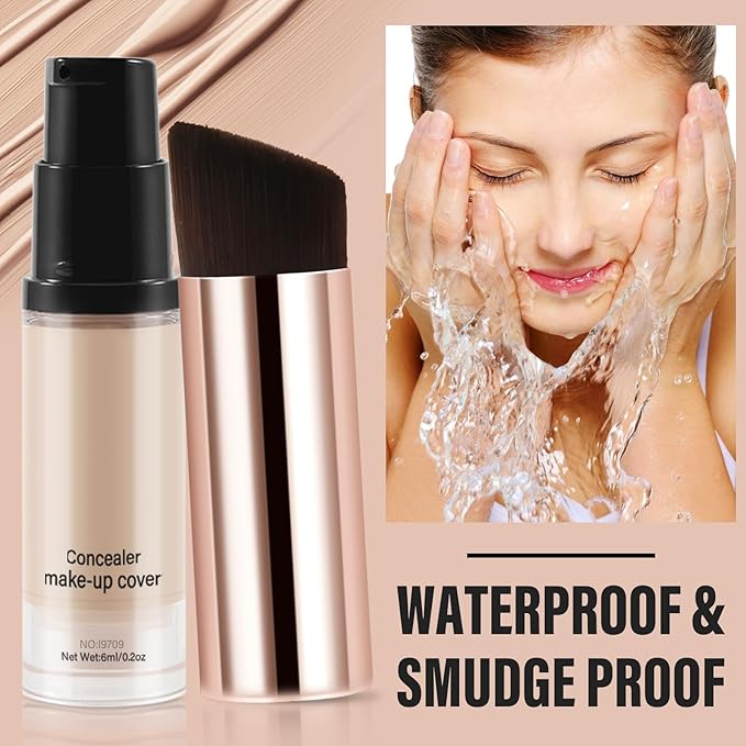 2pcs Liquid Concealer Set with Brush,Full Cover,Concealer Wand with Matte Finish,Corrects，Covers，Long Wear Up to 24hr-VivaGrace Women