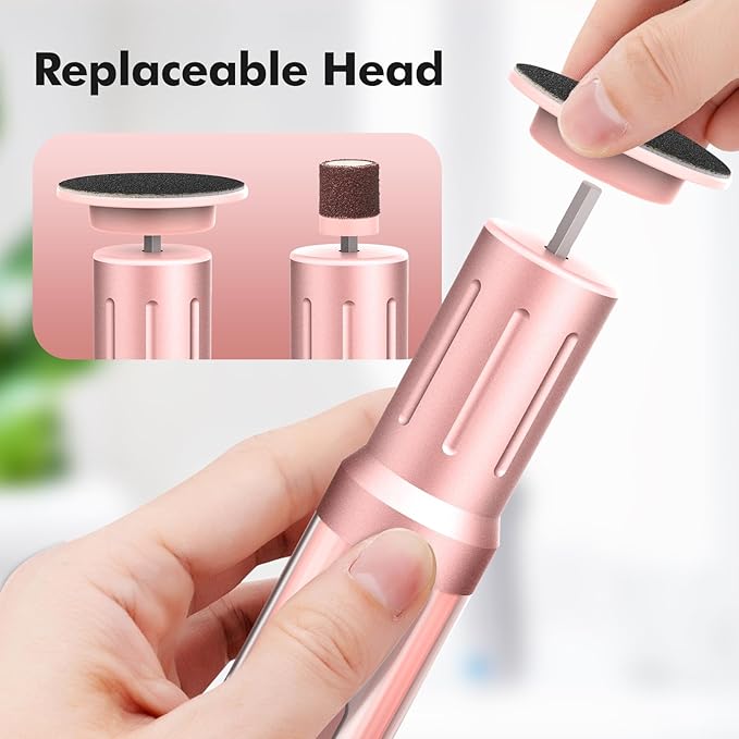 Electric Foot Callus Remover Cordless Electric Foot Filer Kit with 6Speeds Chagring Dock Callus Remover for Women Feet and Nail (Pink)-VivaGrace Women