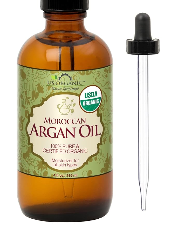 US Organic Moroccan Argan Oil, Cold-Pressed Virgin, USDA Certified, 100% Pure, Unrefined, for Hair, Skin, Nail & Cuticle Care, in Amber Glass Bottle, Sourced from Morocco (4 oz (Large))-VivaGrace Women