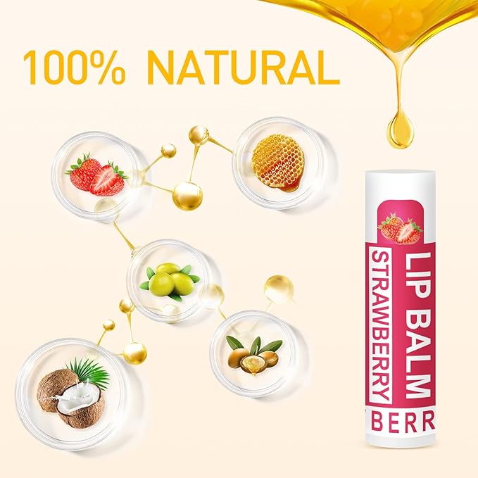 DMSKY 12 Pack Lip Balm, Natural Lip Balm Bulk with Vitamin E and Coconut Oil, Moisturizing Lip Balm for Dry Cracked Lips, Lip Balm for Stocking Stuffers - 12 Flavors-VivaGrace Women