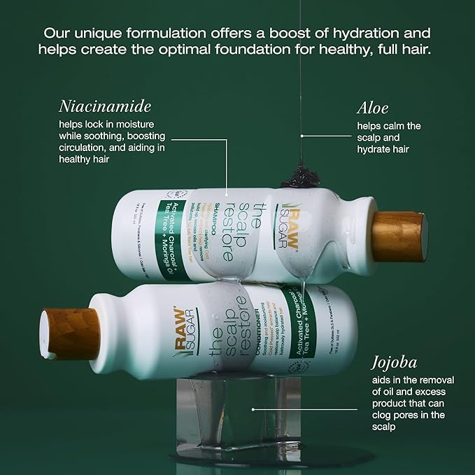 Raw Sugar Scalp Restore Hair Care Bundle, Shampoo and Conditioner Set with Jojoba, Aloe and Niacinamide, Formulated without Sulfates + Parabens-VivaGrace Women