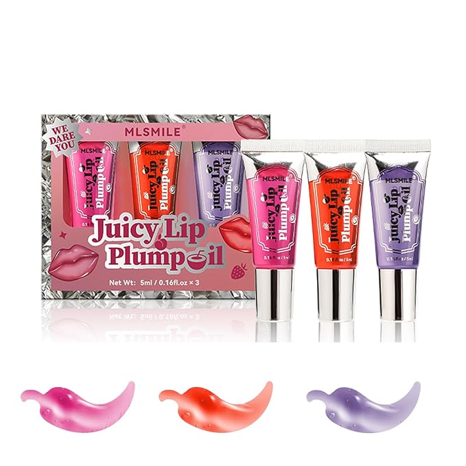 3 Colors Lifter Gloss Set, Spicy Roll On Lip Plumping Booster Lip Gloss Glossy Lipstick, Hydrating, Volumizes, Fuller Lip Glass Mirror Lip Glaze,Plump&Pout Lip Plumper for Women Girls (B)-VivaGrace Women