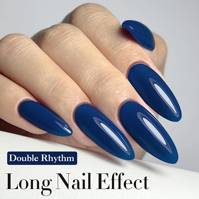 Double Rhythm 0.5Oz Navy Blue Gel Polish Sheer Neutral Natural Light Milky Same Color Same Bottle 15ML Jelly UV Nail Art DIY at Home (Navy Blue-A1107)-VivaGrace Women