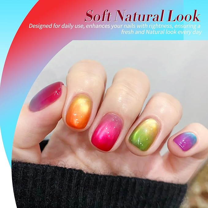 Born Pretty Neon Jelly Gel Nail Polish Glass Crystal Spring Summer Transparent Ice Jelly Gel Polish with Silver Holographic Glitter Cat Magnetic Eye Gel Polish Collection Minicure DIY Gifts 6PCS-VivaGrace Women