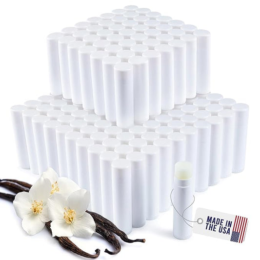 Lip Balm Bulk Unlabeled - Made in USA Bulk Chapstick - Natural Ingredients Vitamin E Shea Butter - Custom Chapstick Bulk For Party & Wedding Favors (150 Count, Vanilla)-VivaGrace Women