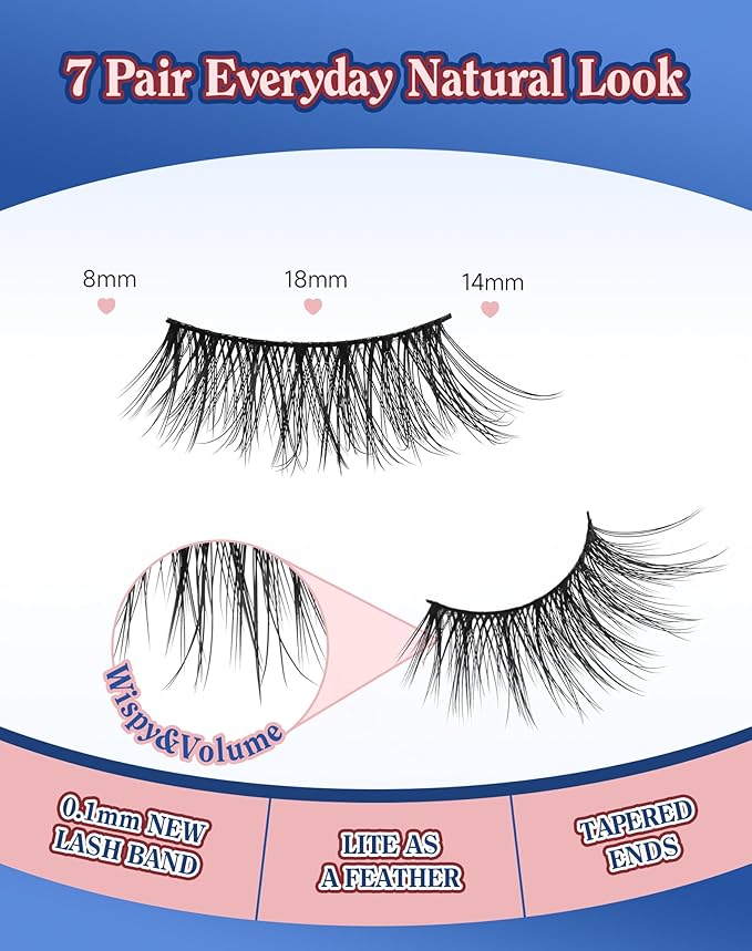 Half Lashes Natural Eyelashes Wispy Lashes Natural Look Cat Eyelashes False Corner Lash Soft Fluffy 3/4 False Eyelash 7 Pairs 14MM D19-VivaGrace Women