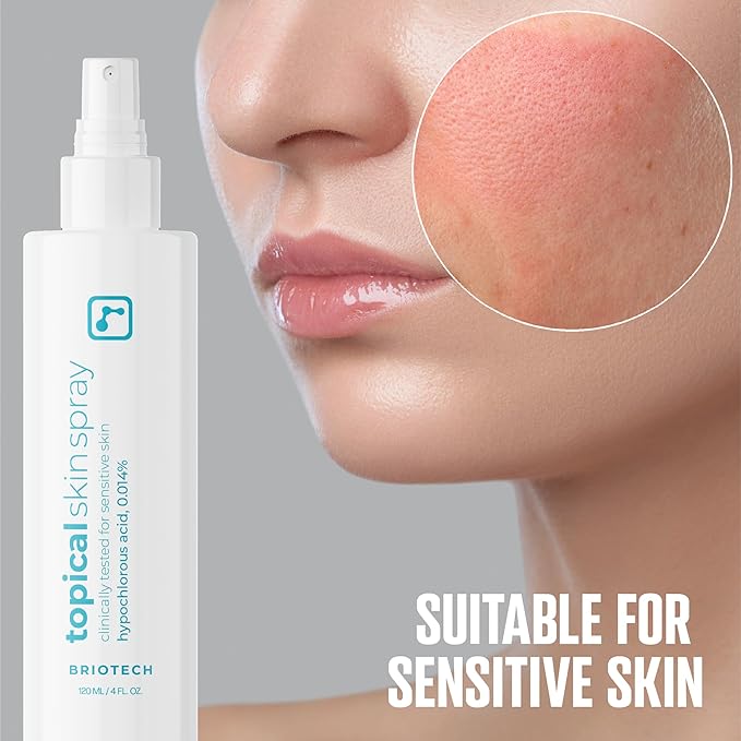BRIOTECH Topical Skin Spray, Hypochlorous Acid Spray for Sensitive Skin, HOCl Facial Mist, Full Body Support Against Irritation, Calm Redness, Soothe Foot & Scalp, 4 oz-VivaGrace Women