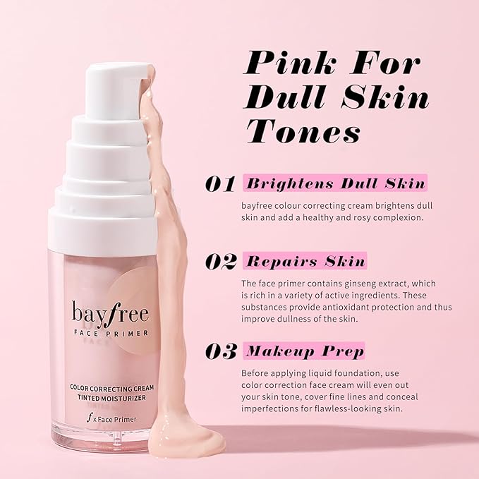 Color Correcting Cream Tinted Moisturizer, Makeup Primer for A Glow Skin Tint, Formulated with Ginseng and Centella Asiatica, Hydrating Essence-VivaGrace Women