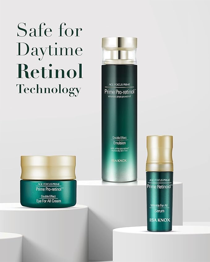 ISA KNOX AGE FOCUS PRIME Double Effect Emulsion by LG Beauty, PRIME Wrinkle For All Serum & PRIME Eye For All Cream - Korean Skin Care, Daytime Retinol (177 ml/5.99 fl oz)-VivaGrace Women