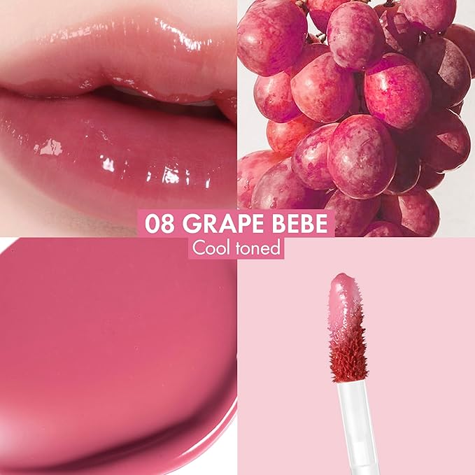 Amuse SEOUL BEBE TINT - 08 GRAPE BEBE | 24-hour Long-lasting Lip Stain, Plumping, Hydrating, Moisturizing, No Peel Off, Lip Care, Treatment, Non Sticky, Korean Lip Tint for Dry Lips-VivaGrace Women