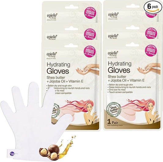 Epielle Hydrating Hand Masks 6 Pairs, Deep Moisturizing Gloves for Dry, Cracked Hands, Relieve and Soften with Shea Butter & Jojoba Oil, Korean Skin Care, Spa Set, Self Care Gifts for Women-VivaGrace Women