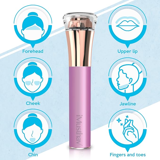 Facial Hair Remover for Women Painless Flawless Electric Razor Epilator Trimmer Shaver with 18K Gold-Plated, 16mm Dual Ring Floating Head, USB Rechargeable, 360° LED for Face Lip Hair Removal-VivaGrace Women