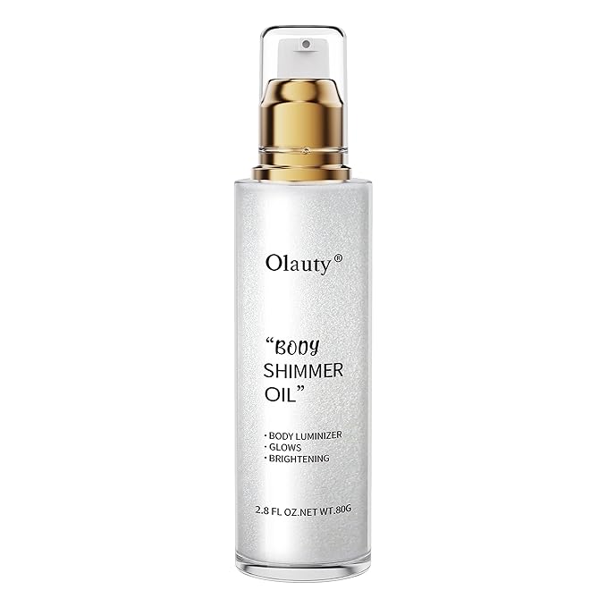 Shimmer Body Oil, Highlighter Makeup Smooth Glitter Glow Liquid Foundation for Face & Body,Liquid Illuminator Body Shimmer Lotion for Women (1# Pearl White)-VivaGrace Women