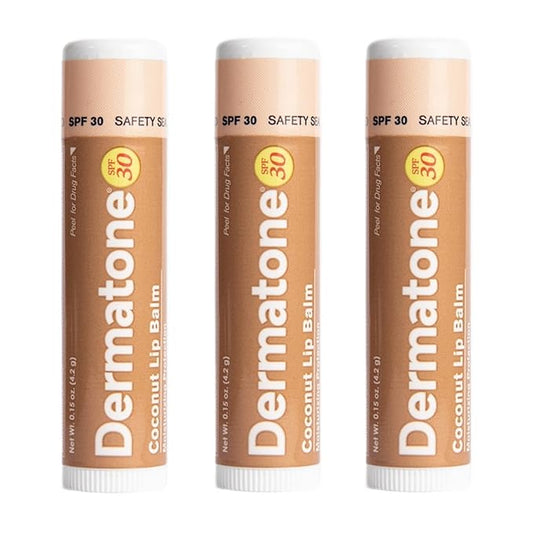 Dermatone Coconut Lip Balm SPF 30 | 3-pack Stocking Stuffer | Moisturizing & Medicated, Aloe & Vitamin E | Chapped and Cracked Lips (Coconut, 0.15oz)-VivaGrace Women