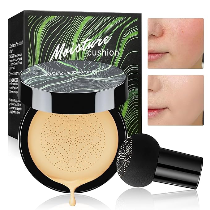 Air Cushion CC Cream Mushroom Head Foundation - Moisturizing BB Cream Makeup Long Lasting Matte Conceale, Oil Control Waterproof Makeup Base Primer (Beige, 1 PCS)-VivaGrace Women