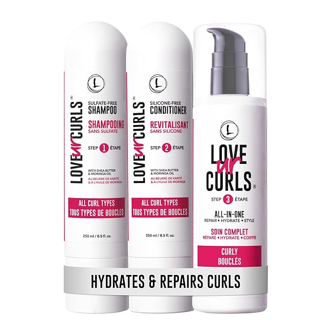 Love Ur Curls - Shampoo & Conditioner Set with All in One Curl Cream Styler for Curly Hair, 3 Step System for Repair and Moisturizing-VivaGrace Women
