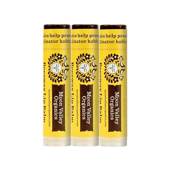 Moon Valley Organics Beeswax Lip Balm for Moisturizing Lips and Cuticles (SWEET HONEY, 3-Pack)-VivaGrace Women