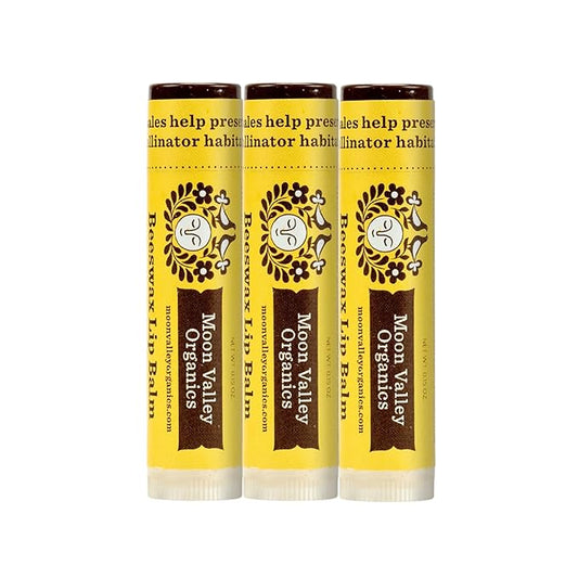 Moon Valley Organics Beeswax Lip Balm for Moisturizing Lips and Cuticles (SWEET HONEY, 3-Pack)-VivaGrace Women