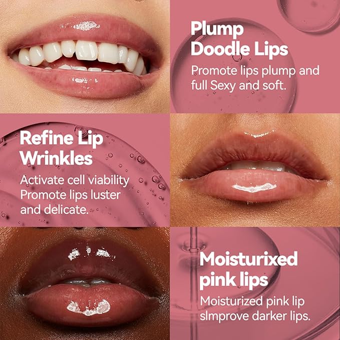 3Pcs Lip Plumper Gloss Set, Roll On Plumping Lip Oil Hydrating Glossy Lipstick Lip Care Serum Enhancer Nourishing Non-sticky High-Shine Lip Glass Mirror Glaze for Fuller Lips Mask Makeup-A-VivaGrace Women