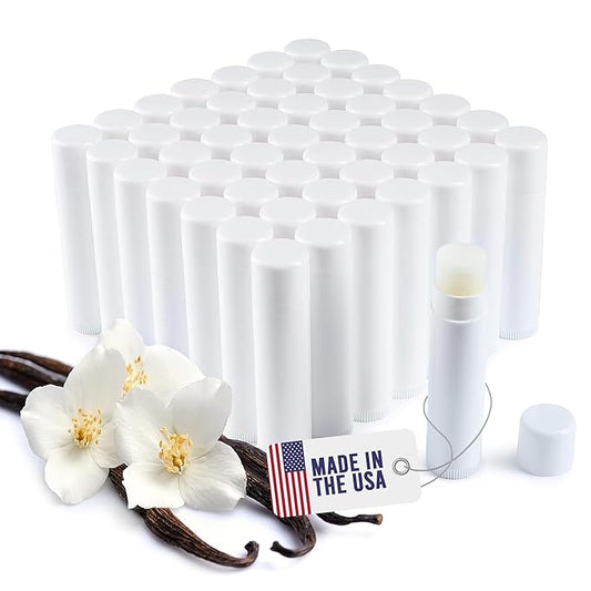 Lip Balm Bulk Unlabeled - Made in USA Bulk Chapstick - Natural Ingredients Vitamin E Shea Butter - Custom Chapstick Bulk For Party & Wedding Favors (50 Count, Vanilla)-VivaGrace Women