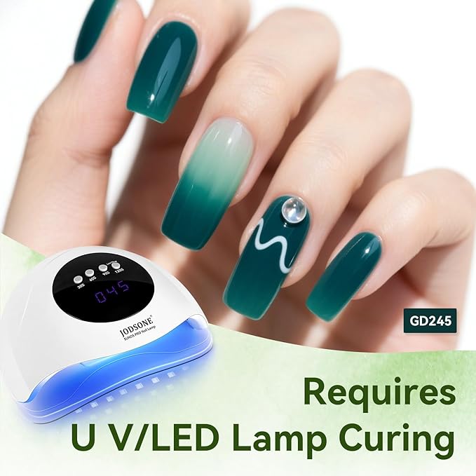 JODSONE Jelly Gel Nail Polish Set of 6 Colors Green Set Need U V Cured for Nail Art Manicure DIY Salon at Home Gift for Women-VivaGrace Women